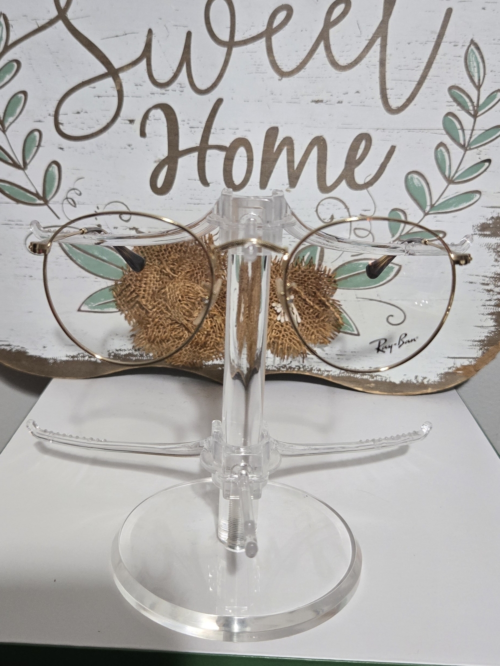 Ray-Ban Round Gold Wireframe Eyeglasses - Clear Lenses